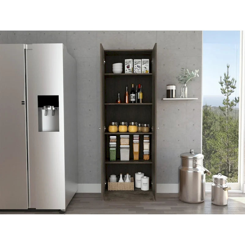 Mueble de lino independiente de 23.6 pulg. de ancho x 71.1 pulg. de alto con 5 estantes