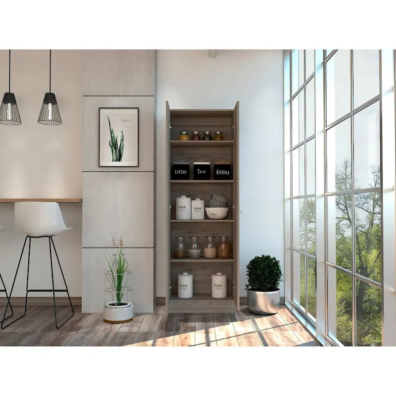 Mueble de lino independiente de 23.6 pulg. de ancho x 71.1 pulg. de alto con 5 estantes