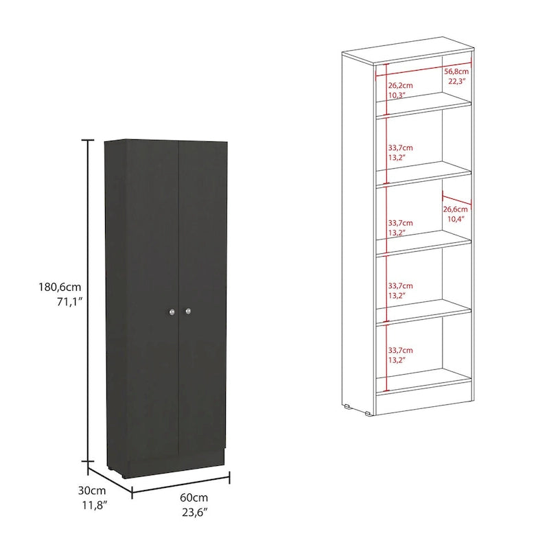Mueble de lino independiente de 23.6 pulg. de ancho x 71.1 pulg. de alto con 5 estantes
