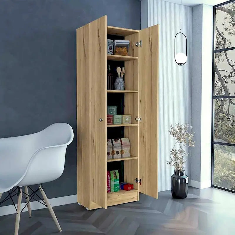 Mueble de lino independiente de 23.6 pulg. de ancho x 71.1 pulg. de alto con 5 estantes