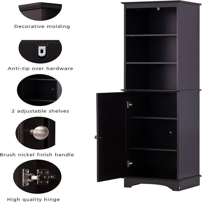 Armario de almacenamiento independiente para el hogar con estantes de tres niveles - 11.8D x 15W x 59.8H