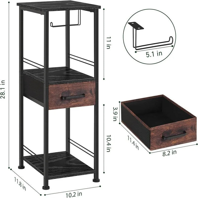 Organizador de estantes de almacenamiento de 3 niveles para baño pequeño - 10.2D x 11.8W x 28.1H