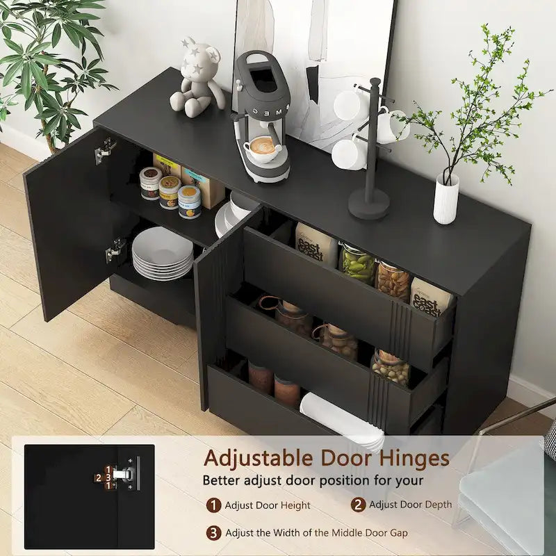 Aparador Alacena con Almacenamiento, Mueble Aparador de Cocina Moderno con Cajón y Puertas