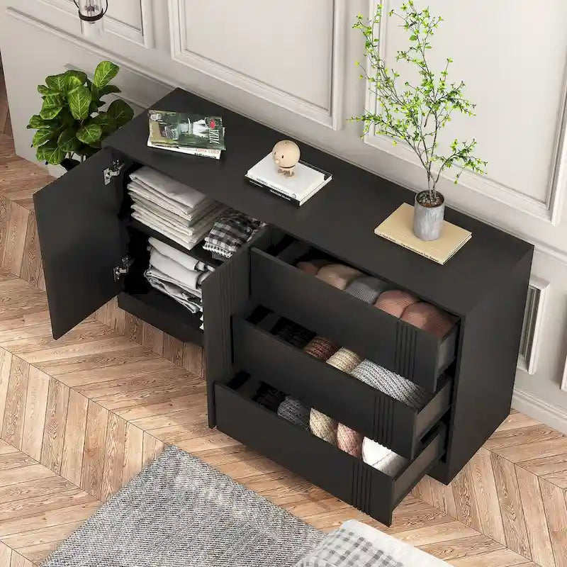 Aparador Alacena con Almacenamiento, Mueble Aparador de Cocina Moderno con Cajón y Puertas