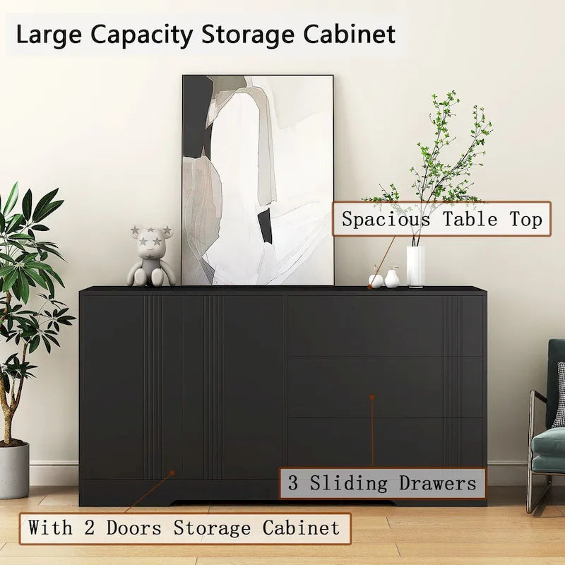 Aparador Alacena con Almacenamiento, Mueble Aparador de Cocina Moderno con Cajón y Puertas