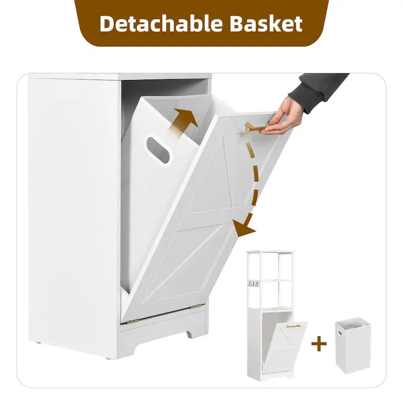 Cesto de ropa sucia inclinable de 3 niveles 53H, estante de almacenamiento para baño, gabinete