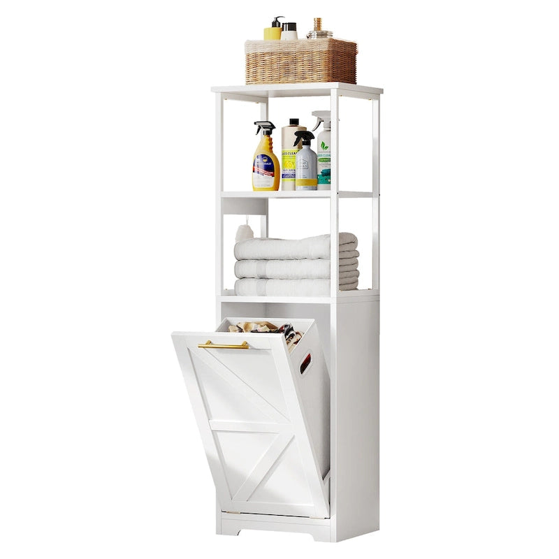 Cesto de ropa sucia inclinable de 3 niveles 53H, estante de almacenamiento para baño, gabinete