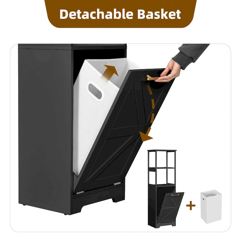 Cesto de ropa sucia inclinable de 3 niveles 53H, estante de almacenamiento para baño, gabinete