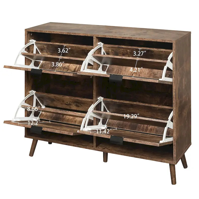 Zapatero de 4 puertas, gabinete de almacenamiento de zapatos moderno e independiente, para entrada