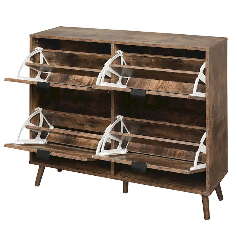 Zapatero de 4 puertas, gabinete de almacenamiento de zapatos moderno e independiente, para entrada