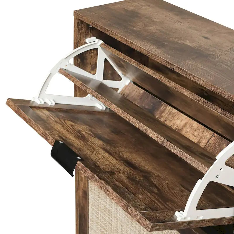 Zapatero de 4 puertas, gabinete de almacenamiento de zapatos moderno e independiente, para entrada