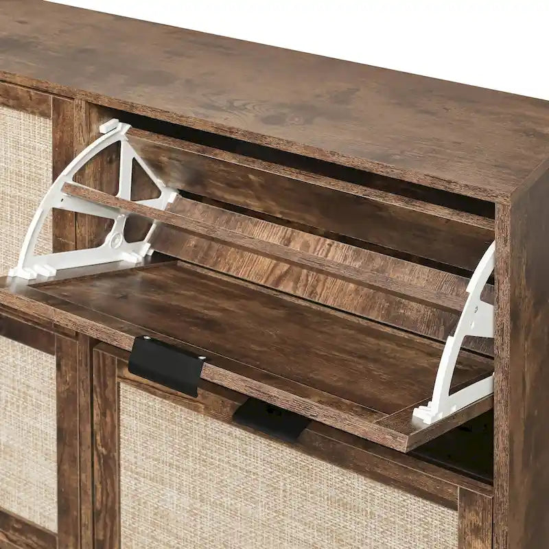 Zapatero de 4 puertas, gabinete de almacenamiento de zapatos moderno e independiente, para entrada