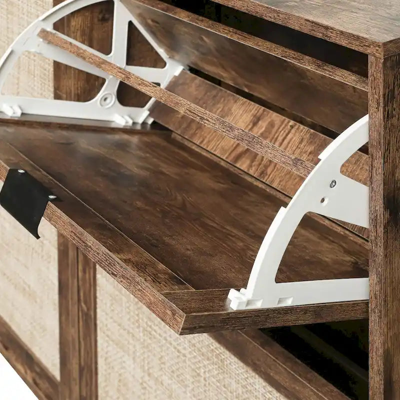 Zapatero de 4 puertas, gabinete de almacenamiento de zapatos moderno e independiente, para entrada