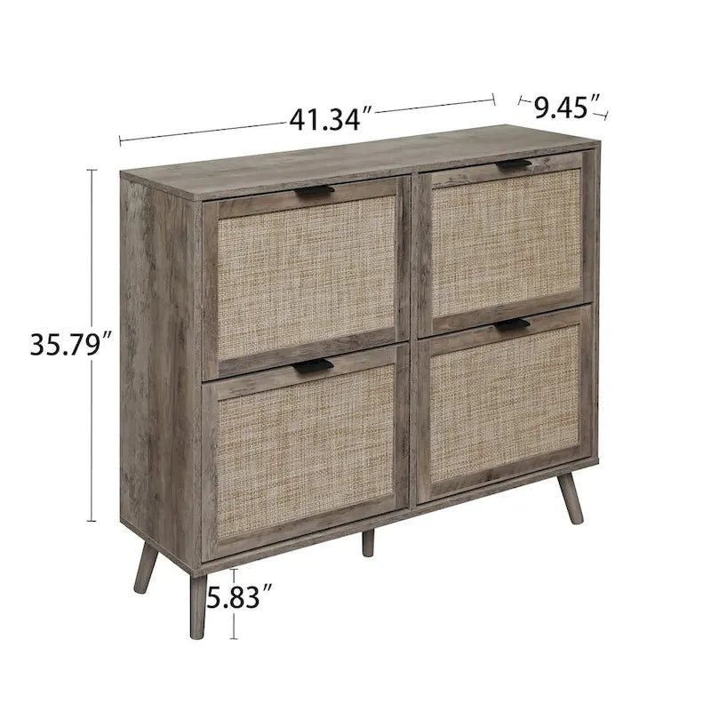 Zapatero de 4 puertas, gabinete de almacenamiento de zapatos moderno e independiente, para entrada